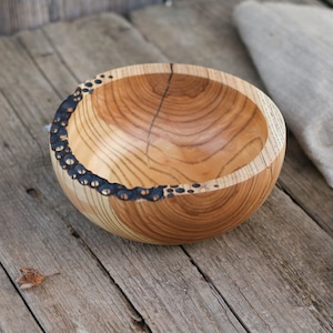 Handmade Wooden Bowl with Decorative Edge | 8 inches