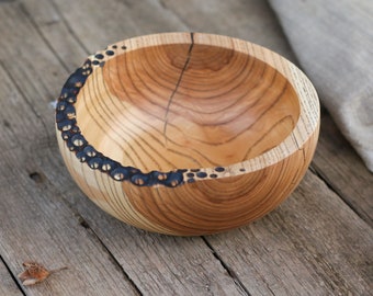 Handmade Wooden Bowl with Decorative Edge | 8 inches