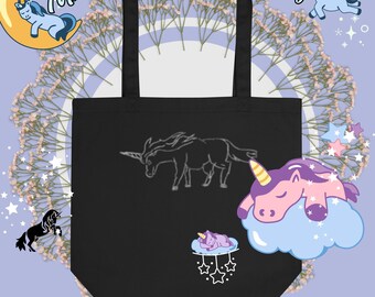 Midnight Unicorn eco organic cotton Tote bag