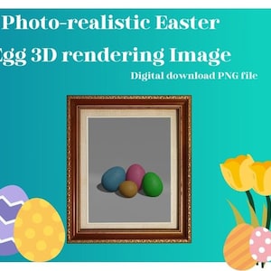 Rendu 3D photoréaliste d'oeufs de Pâques (fichier PNG à téléchargement numérique) ; Conception de Pâques ; Joyeuses Pâques ; uf de Pâques ; Mignon ; Pâques ; Heureux