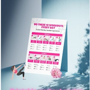 Póster imprimible de ejercicios de pared sencillos y fáciles de 10 minutos; digital; entrenamiento rápido; pilates de pared; tonificar el cuerpo; remodelar el cuerpo