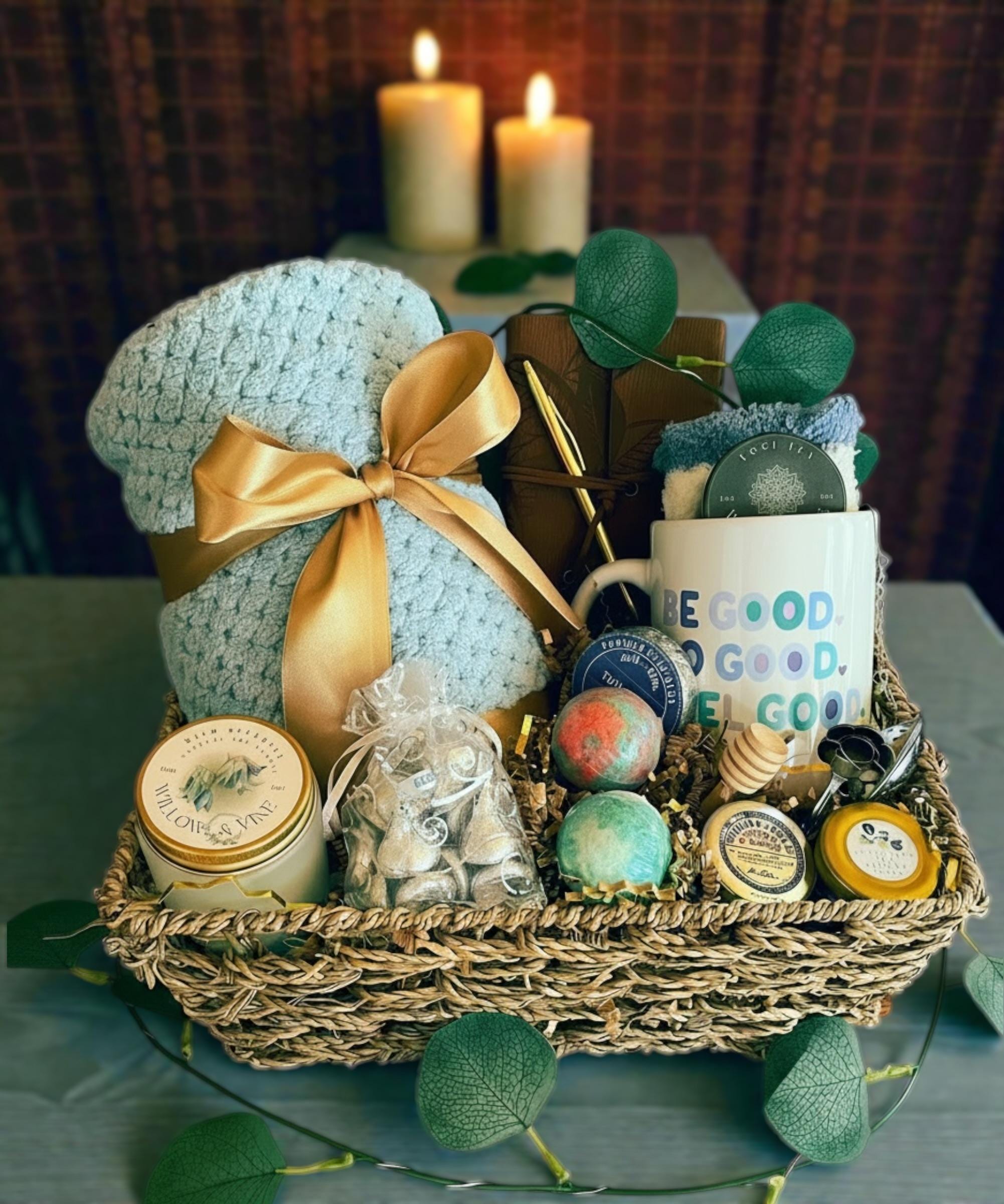 Thoughtful Reflections Journaling Gift Basket With Candle, Tea