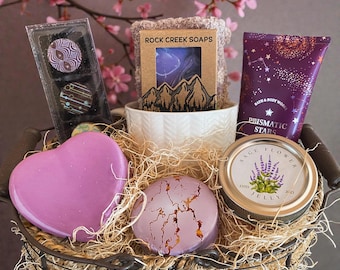 Passion for Purple Gift Basket with Scented Toiletries and Keepsakes