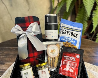 Adulting Survival Kit Coffee Gift Set with Flannel Blanket, Thermos, Artisan Brew and Treats