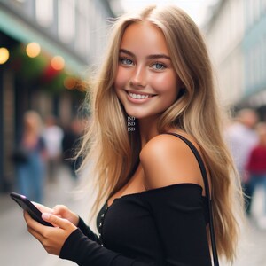JSD-modellen Tieners / meisjes / Actief met mobiele telefoon of selfies / Modelfoto's voor wenskaarten, POD-projecten, fotografie, marketingpakket 1