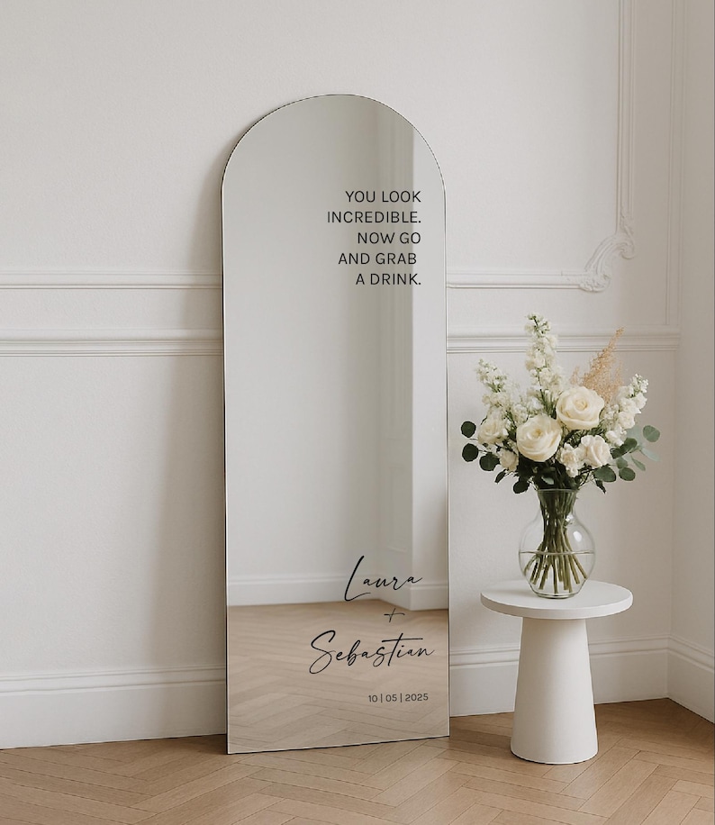 Adesivos de espelho personalizados para casamentos em vários tamanhos | Adesivo de espelho para casamento | Placa de casamento | Decalque de espelho para casamento imagem 1