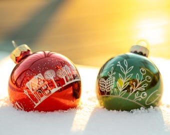 Personalized Christmas tree ornament | Christmas tree bauble | Christmas decoration | Engraved glass bauble with name