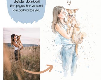 Personalized watercolor portrait from photo, couples & family portrait, painting gift, Christmas gift, wedding gift
