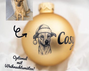 Personalized Christmas tree ornament featuring a pet picture | Christmas tree ornament | Christmas decoration | Engraved glass ornament
