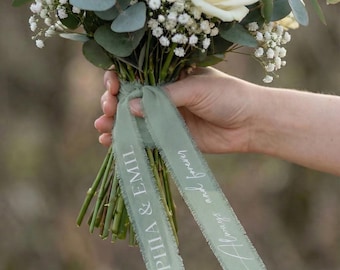 Nastro personalizzato per bouquet da sposa | Fiocco per bouquet da sposa | Nastro per bouquet da sposa, matrimonio e cerimonia