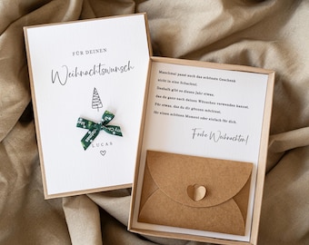 Personalized Christmas gift of money | Gift box with custom text & envelope for money or gift certificate