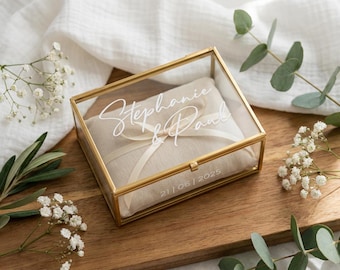 Personalized stickers for glass ring boxes for weddings & engagements