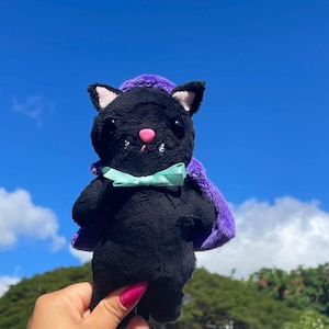 Halloween handmade black cat witch plush, 9 inches| kawaii plush, cute plush