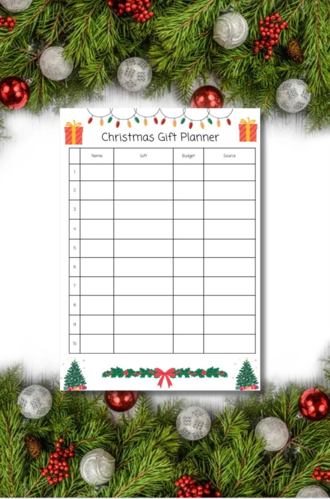 Printable Christmas Gift Checklist Planner Canva Template Instant ...