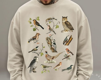 Bird Lover Sweatshirt Gift Idea for Men Cottagecore Cozy Birdwatching Nature Lover Sweater Birthday Gift for Women Dad Mom