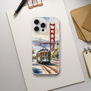 San Francisco Cable Car Street Aquarelle Phone Case | Flexi Case (iPhone 16 Plus/Pro/Pro Max, 15, 14, 13 & many more)