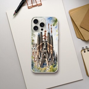 Barcelona Spain City Corner Aquarelle Phone Case | Flexi Case (iPhone 16 Plus/Pro/Pro Max, 15, 14, 13 & many more)