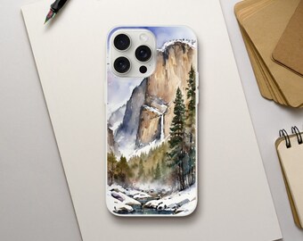 Yosemite National Park Watercolor Aquarelle Phone Case | Flexi Case (iPhone 15 Plus/Pro/Pro Max, 14, 13, Samsung Galaxy S23 & many more)