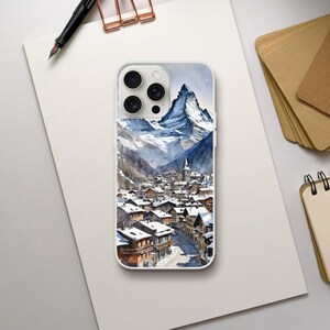 Zermatt Matterhorn Winter Aquarell Handyhülle | Flexi Case (iPhone 16+/Pro/Pro Max, 15, 14, 13 & viele mehr)