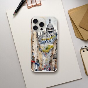 Sacre-Coeur Montmartre Watercolor Aquarelle Phone Case | Flexi Case (iPhone 15 Plus/Pro/Pro Max, 14, 13, Samsung Galaxy S23 & many more)