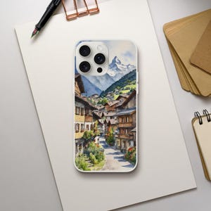 Matterhorn Zermatt Swiss Watercolor Aquarelle Phone Case | Flexi Case (iPhone 16 Plus/Pro/Pro Max, 15, 14, 13, & more)