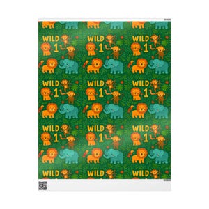 Wild One Birthday Wrapping Paper | Jungle Animal Gift Wrap | Wild 1st Birthday Party