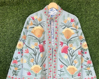 Vestes en coton tissées à la main, veste ouzbek à broderies florales Suzani, manteau pour tenue de soirée pour femmes, veste unisexe, pardessus,