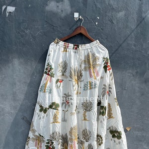 Hand-Stitched Cotton Skirts, Summer Long Maxi Skirt Dress, Beach Skirt, Bohemian Style, , A-line Pleated Elastic Waist Skirt, Women&#39;s Gifts,