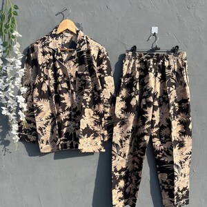 Cotton Floral Print Pajama Sets, Indian Style women Party Wear Special Gift, Loungewear Cotton Handmade Bridesmaid Pajama Set, CPJ-6