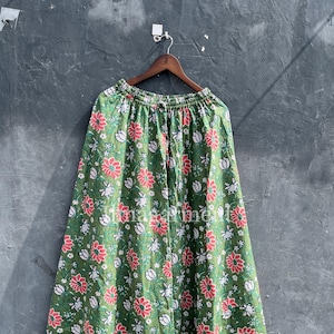 Summer Long Maxi Skirt Dress, Beach Skirt, Bohemian Style, Hand-Stitched Cotton Skirts, A-line Pleated Elastic Waist Skirt, Mom Gifts,
