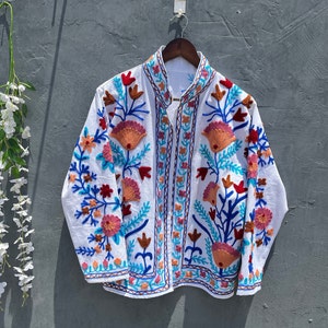 Handmade Suzani Embroidery Jacket, Winter Wear Jacket Coat, Womens Coat, Suzani Short Jacket Coat Ladies  Suzani Jacket, Robe,