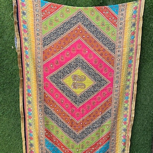 Mirrorwork Silk Dupatta: Multicolor Indian Wedding Chunni