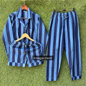 Indian Cotton Pajama Set: Striped Summer Loungewear