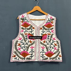 Handmade Suzani Embroidered Jacket, Cotton Jacket, Indian Short Jacket, Tribal Vest, Street Vest Uzbek kotti, Holidays Gifts, Women Gifts