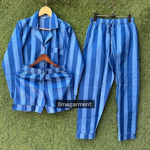 Indian Cotton Pajama Set: Striped Loungewear Night Suit