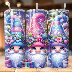Cute Cartoon Christmas Gnome Bundle Tumbler Wrap - 20oz Straight and Tapered  - Digital Download, Instant Access, No Physical Product