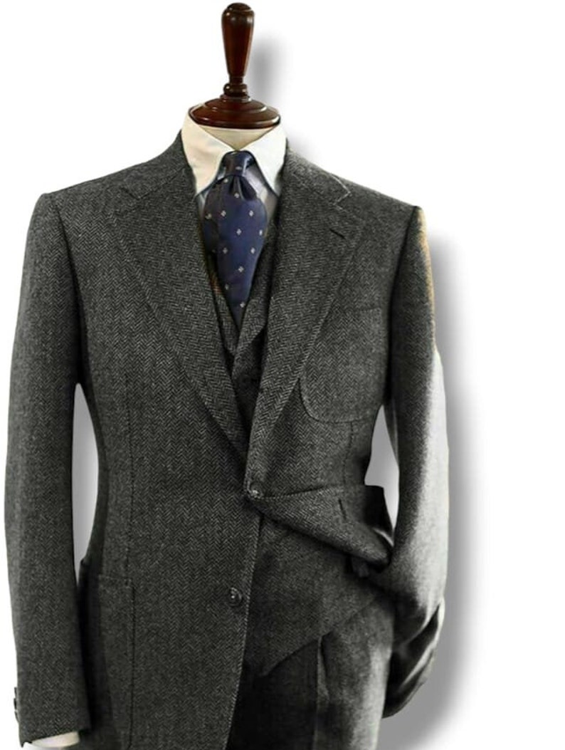 Mens 3 Piece Suit Tweed Herringbone Stunning Peaky Blinders Tom Shelby High Quality Suit Gentleman's Tweed Suit For Men image 3