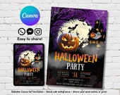 Halloween Party Invitation, Ghost Invitations, Halloween Birthday Invite, Costume Party, Printable Halloween Invite, Pumpkins Witch House