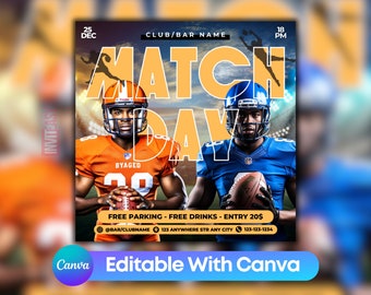 American Football Watch Party Invitation, Editable Football Game Day Flyer, Game Day Invitation Flyer Template, Football Fan Birthday Invite