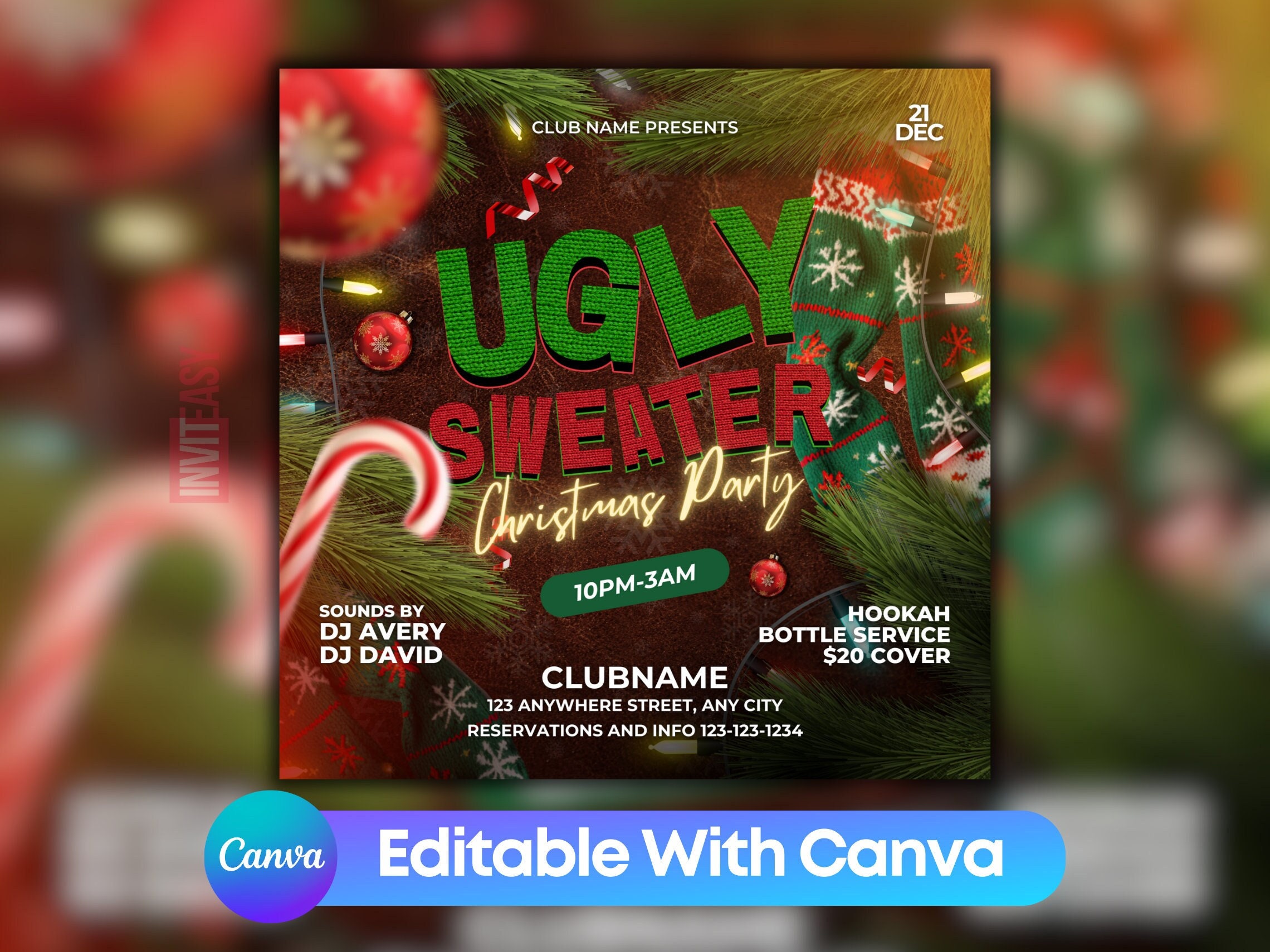 Poster Ugly Christmas Sweater Party Flyer Ugly Sweater Party