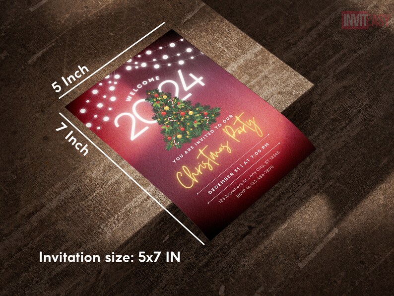 Editable 2024 Christmas Party Invitation, 2024 Printable Xmas Party