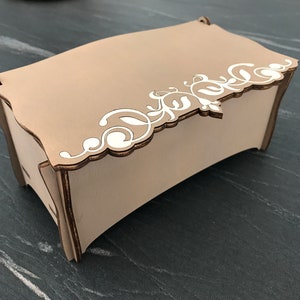 Casket with inlaid decoration, gift box, box, file laser cut, wooden box,