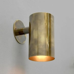 1-światłowa cylindryczna lampa ścienna, surowe wykończenie mosiężne, kinkiet, styl Mid Century, mosiężne oświetlenie sypialni - lampy toaletowe - oprawa świetlna