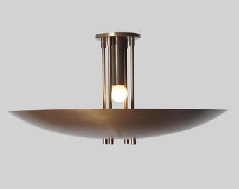 Antique Patina Brass Flush Mount Ceiling Light - Single Light Pendant