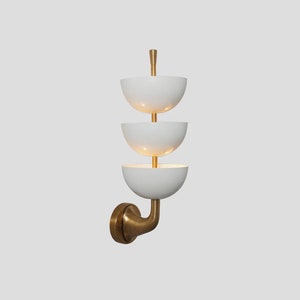 6 Licht Wandleuchte Inspiriert Design Mitte Jahrhundert - Rohmessing Finish - Messing Wandleuchte - Glänzende weiße Farbtöne - Schlafzimmer Beleuchtung - Waschtischlampen