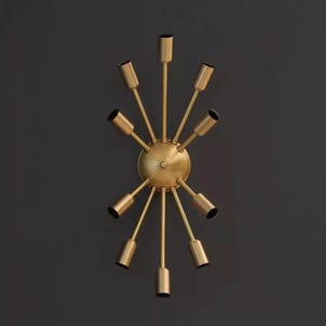 10 Light Brass Sputnik Wall Sconce - Raw Brass Wall Lamp - Mid-Century - Bedside Light Fixture - Bedroom Lights - Vanity Lamps