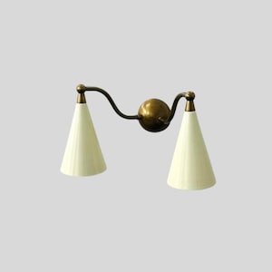 2 Light Mid Century Cone Shape - Antique Raw Brass Finish - Italian ...