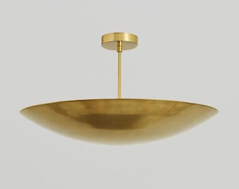 Große Messing-Pendelleuchte, minimalistischer Schalen-Kronleuchter, Mid-Century-Modern-Deckenleuchte, Kücheninsellampe