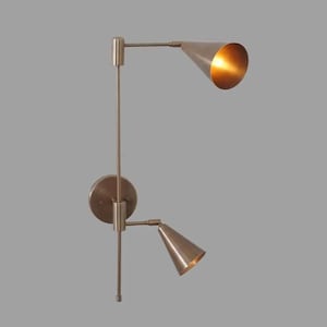 Raw Brass Double Cone Stilnovo Style Articulated Beside Wall Mount Sconce Bedroom Lights - Vanity Lamps - Light Fixture