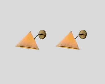 Pair of Mid Century - Fabric Cone Shades - Brass Wall Lamp - Sputnik Inspired Design Wall Sconce in Raw Brass Finish - Handmade